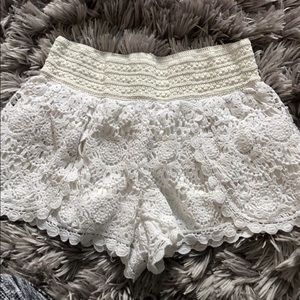 White lace shorts